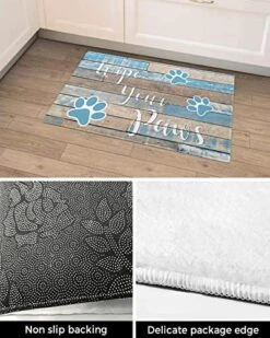 Bathroom Rugs Door Mat Farmhouse Wood Grain Dog Paw Wipe Your Paws Soft Plush Front Door Mat Non-Slip Washable Indoor Door Mats For Entryway, Highly Absorbent Rug For Tub Shower 16x24 Inch -Zoomie Shop 51C8cf58SCL