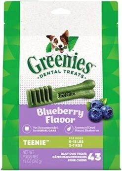 GREENIES TEENIE Natural Dog Dental Care Chews Oral Health Dog Treats Blueberry Flavor, 12 Oz. Pack (43 Treats) -Zoomie Shop 51CbMwMbqL. AC