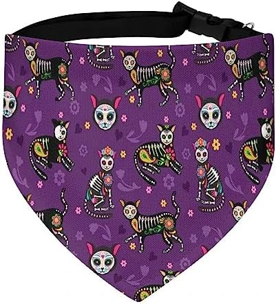 GENERIC Sugar Skull Calavera Black Cats Mexican Style Pet Bandana Collar - Scarf Collar - Art Dog Bandana Minimal Head Cicumference 6 GENERIC Sugar Skull Calavera Black Cats Mexican Style Pet Bandana Collar - Scarf Collar - Art Dog Bandana Minimal Head Cicumference - Image 6