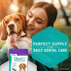 ORAVET Dental Chews For Dogs, Oral Care And Hygiene Chews (Medium Dogs, 25-50 Lbs.) Purple Pouch, 30 Count -Zoomie Shop 51Cy7y6z5KL