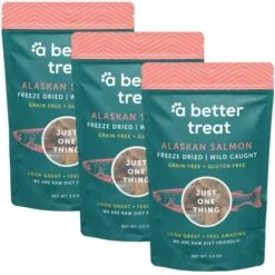 A Better Treat New Freeze Dried Salmon Dog Treats, Wild Caught, Single Ingredient | Natural High Value | Gluten Free, Grain Free, High Protein, Diabetic Friendly | Natural Fish Oil | Made In The USA