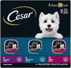 CESAR Wet Dog Food Classic Loaf In Sauce Beef Recipe, Filet Mignon, Grilled Chicken And Porterhouse Steak Variety Pack, (24) 3.5 Oz. Easy Peel Trays -Zoomie Shop 51DPvryLYFL. AC