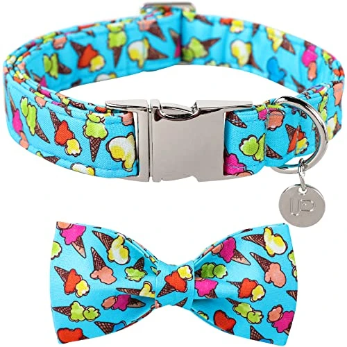 UP URARA PUP Summer Dog Collar With Bow Tie, Cotton Cute Bowtie Dog Collar, Summer Bowtie Collar For Small Boy Girl Dog, Comfortable Blue Dog Collar With Metal Buckle, S, Neck 10-16in 1 UP URARA PUP Summer Dog Collar With Bow Tie, Cotton Cute Bowtie Dog Collar, Summer Bowtie Collar For Small Boy Girl Dog, Comfortable Blue Dog Collar With Metal Buckle, S, Neck 10-16in