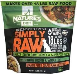 Nature's Diet Simply Raw® Freeze-Dried Raw Whole Food Meal - Makes 18 Lbs Fresh Raw Food With Muscle, Organ, Bone Broth, Whole Egg, Superfoods, Fish Oil Omega 3, 6, 9, Probiotics & Prebiotics (Beef) -Zoomie Shop 51DR57Wl9JL. AC