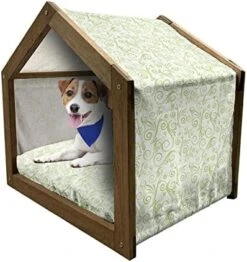 Lunarable Vegetables Wooden Dog House, Ornate Food Garlic Pepper Cauliflower Delicious Plants Image, Outdoor & Indoor Portable Dog Kennel With Pillow And Cover, X-Large, Lime Green Yellow -Zoomie Shop 51DUOtgcrnL. AC 1