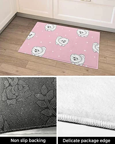 Bathroom Rugs Door Mat Cartoon Pets White Long Haired Dog Polka Dot Pink Te Xture Soft Plush Front Door Mat Non-Slip Washable Indoor Door Mats For Entryway, Highly Absorbent Rug For Tub 20"x31.5" 3 Bathroom Rugs Door Mat Cartoon Pets White Long Haired Dog Polka Dot Pink Te Xture Soft Plush Front Door Mat Non-Slip Washable Indoor Door Mats For Entryway, Highly Absorbent Rug For Tub 20"x31.5" - Image 3