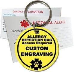 My Identity Doctor Allergy Detection Service Dog ID Custom Engraved Round Plastic - White - Large -Zoomie Shop 51DbVb551AL. AC