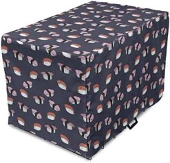 Lunarable Vegetable Dog Crate Cover, Healthy Themed Food Pattern With Eggplant Garlic Broccoli Mushroom, Easy To Use Pet Kennel Cover For Medium Large Dogs, 36 Inch, Dark Grey And Multicolor -Zoomie Shop 51DwIQZs0fL. AC