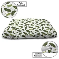 Lunarable Farming Wooden Pet House, Organic Cucumbers Dill Pickles Healthy Food Vegetables Salad Homemade, Outdoor & Indoor Portable Dog Kennel With Pillow And Cover, Large, Fern Green And Emerald -Zoomie Shop 51E0PSmlKPL