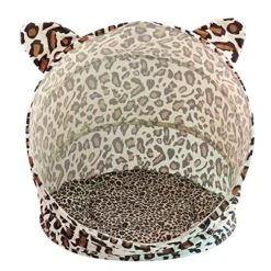 SONGBIRDTH Pet Bed,Leopard Pattern Foldable Cat Dog Nest Kitten Mat Sleeping Bag Kennel Pet House,Breathable Cotton Blend,Removable Easy To Clean Leopard