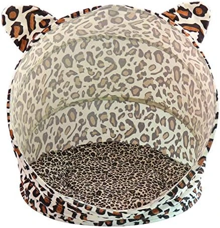 SONGBIRDTH Pet Bed,Leopard Pattern Foldable Cat Dog Nest Kitten Mat Sleeping Bag Kennel Pet House,Breathable Cotton Blend,Removable Easy To Clean Leopard 6 SONGBIRDTH Pet Bed,Leopard Pattern Foldable Cat Dog Nest Kitten Mat Sleeping Bag Kennel Pet House,Breathable Cotton Blend,Removable Easy To Clean Leopard - Image 6