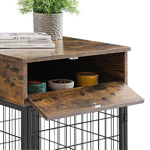 Furniture Style Dog Crate, Decorative Dog Kennel End Table, Storage Drawer, Indoor Dog House For Small Dogs, Rustic Brownn 6 Furniture Style Dog Crate, Decorative Dog Kennel End Table, Storage Drawer, Indoor Dog House For Small Dogs, Rustic Brownn - Image 6