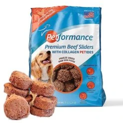 PetFormance Healthy Dog Treats Collagen PETides - Omega 3 Skin & Coat Support – Hip & Joint Support - Premium Freeze-Dried Raw, Fully Digestible, Odor-Free - 28 Sliders Per Pouch