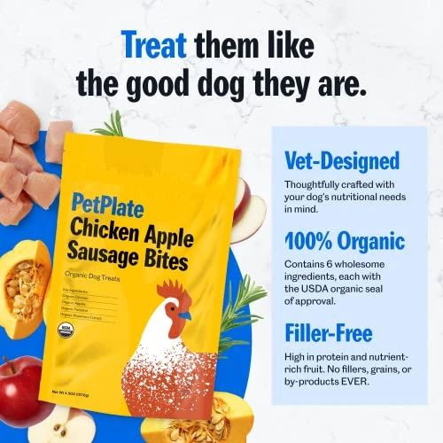 PetPlate Chicken Apple Sausage Bites, Human Grade Dog Treats, Pet Treats For All Life Stages, Dog Treats, Grain-Free, Organic And Real Ingredients, High Protein, Healthy Snacks (Pack Of 1, 4.5 Ounce) 2 PetPlate Chicken Apple Sausage Bites, Human Grade Dog Treats, Pet Treats For All Life Stages, Dog Treats, Grain-Free, Organic And Real Ingredients, High Protein, Healthy Snacks (Pack Of 1, 4.5 Ounce) - Image 2