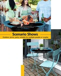 Aomike Round Fitted Tablecloth, Valentine's Day Pet Dog Paw Print Black Rose Flower Blue Elastic Edge Tablecloth Waterproof Wipeable Table Cover For Dinning Fits Tables Up To 36" - 44" -Zoomie Shop 51ESoKP0mGL