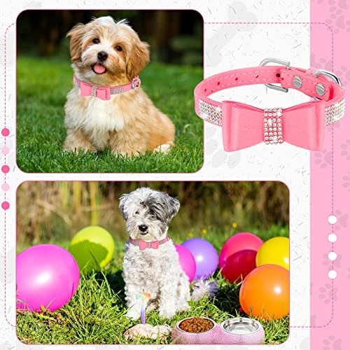 Gerrii 2 Pcs Pink Dog Cat Bowls And Small Puppy Collar Set For Cat And Dog, Pink Bling Cat Collars Rhinestones Stainless Steel Puppy Bowls Adjustable Bling Dog Collar (Pink, XS) 6 Gerrii 2 Pcs Pink Dog Cat Bowls And Small Puppy Collar Set For Cat And Dog, Pink Bling Cat Collars Rhinestones Stainless Steel Puppy Bowls Adjustable Bling Dog Collar (Pink, XS) - Image 6