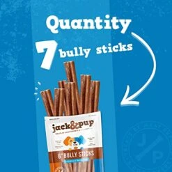 Jack&Pup Dog Bully Sticks For Medium Dogs, Odor Free Bully Sticks For Puppies - All Natural Single Ingredient Dog Treat Bully Chew Sticks For Dogs (Standard Bully Stick, 6 Inch (Pack Of 7)) -Zoomie Shop 51EWkH4ELuL