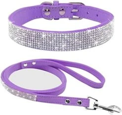 Kuntrona Adjustable Suede Leather Puppy Dog Collar Leash Set Soft Rhinestone Small Medium Dogs Cats Collars Walking Leashes Pink XS S M Rose XS -Zoomie Shop 51EqTwaqkyL. AC