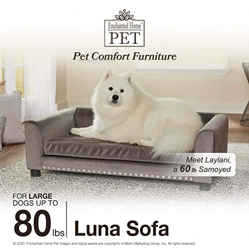 Enchanted Home Pet Gray Luna Pet Sofa, 41.75" L X 26.5" W, Large 3 Enchanted Home Pet Gray Luna Pet Sofa, 41.75" L X 26.5" W, Large - Image 3