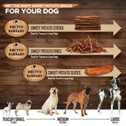 BRUTUS & BARNABY Thick Cut Sweet Potato Dog Treat Full Slices - Single Ingredient Dried Sweet Potato Dog Treats - Vegan Low Fat All Natural Dog Treats - Healthy Dog Treats With No Added Preservatives -Zoomie Shop 51EuoFNNC8L