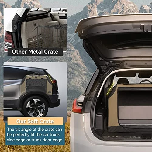 Petsfit Soft Dog Crate With Tilt Angle, 36" L X 24" W X 23" H Fit For Car Seats And Trunks, Multiple Carrying Options, Ideal For Dog Travel 3 Petsfit Soft Dog Crate With Tilt Angle, 36" L X 24" W X 23" H Fit For Car Seats And Trunks, Multiple Carrying Options, Ideal For Dog Travel - Image 3