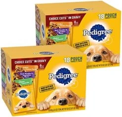 PEDIGREE CHOICE CUTS In Gravy Adult Soft Wet Meaty Dog Food Variety Pack, (18) 3.5 Oz. Pouches -Zoomie Shop 51GO5O8p cL. AC