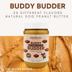 BUDDY BUDDER Brownie Batter, 100% Natural Dog Peanut Butter, Healthy Peanut Butter Dog Treats, Stuff In Toy, Dog Pill Pocket, Made In USA, (17 Oz Jars) (Brownie Batter) -Zoomie Shop 51GRE8XmvaL