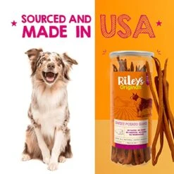 Riley's Slims Dried Sweet Potato Dog Treats - Dehydrated Sweet Potato Chews For Dogs - Single Ingredient USA Sourced Dog Treats Made In The USA - 7.5 Oz -Zoomie Shop 51GsqYaERVL
