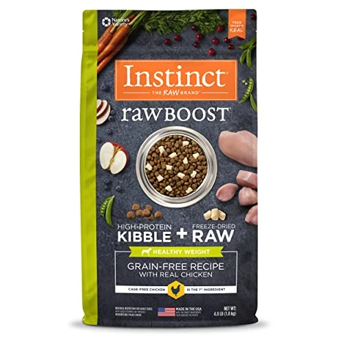 Instinct Raw Boost Healthy Weight Grain Free Recipe With Real Chicken Natural Dry Dog Food, 4 Lb. Bag 1 Instinct Raw Boost Healthy Weight Grain Free Recipe With Real Chicken Natural Dry Dog Food, 4 Lb. Bag