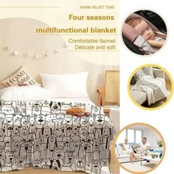 Pet Group Dogs Black And White Blanket Super Soft Cozy Throw Blanket, Lightweight Fuzzy Comfy Textured Flannel Blanket Winter Warm, Sofa, Bed, 30x50 Inches -Zoomie Shop 51GwoxUj9eL