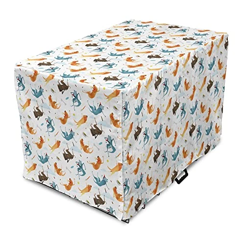 Ambesonne Dog Dog Crate Cover, Funny Dogs Flying With Food Bowl And Bones Pets Companion Illustration, Easy To Use Pet Kennel Cover For Small Dogs Puppies Kittens, 18 Inch, Slate Blue Ginger 1 Ambesonne Dog Dog Crate Cover, Funny Dogs Flying With Food Bowl And Bones Pets Companion Illustration, Easy To Use Pet Kennel Cover For Small Dogs Puppies Kittens, 18 Inch, Slate Blue Ginger