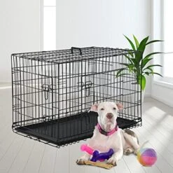 BLKMTY Foldable Dog Crate Wire Metal Dog Cage Large 30" Dog Kennel W/Divider Panel Double-Door Animal Segregation Cage Pet Crate W/Tray Dog Crates Indoor Outdoor Travel Camping Pet Playpen -Zoomie Shop 51HC5ElOW3L. AC