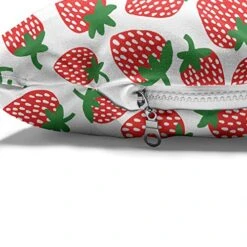 Lunarable Fruit Pet Bed, Hand Drawn Style Strawberries Tropical Juicy Food Natural Clean Eating, Chew Resistant Pad For Dogs And Cats Cushion With Removable Cover, 24" X 39", Vermilion White -Zoomie Shop 51HXNl1mU6L