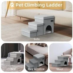 Dog Stairs-3 Steps Folding Pet Stairs With Storage Dog Steps For Bed Or Couch For Small Medium Or Large Dogs,Holding Up To 100 Lbs Pets -Zoomie Shop 51Hae5TSCQL