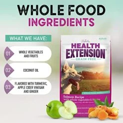 Health Extension Dry Dog Food, Natural Food With Added Vitamins & Minerals, Suitable For All Puppies, Grain Free, Salmon Recipe With Whole Vegetable & Berries (10 Pound) -Zoomie Shop 51HbYkPrKYL