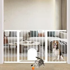 Narrow Baby Gate With Cat Door Walk Through - 24.5" To 29.5" Wide Small Pet Gate For Puppy Dog Doorway Stair - Pressure Mounted Safety Child Gate Stand 30 Inches Tall -Zoomie Shop 51HpIbdmH7L. AC