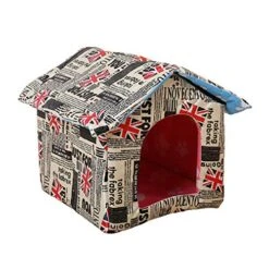 SONGBIRDTH Waterproof Dog House Lovely Wear-Resistant Foldable Pet Shelter For Home,Breathable Cotton Blend,Removable Easy To Clean Beige Yellow M