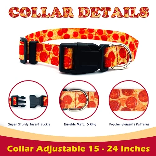 Large Dog Harness And Leash Set With Collar, No Pull Dog Harness No Escape Chew Proof Durable Dog Leash Personalized Adjustable Buckle Dog Collar With Pizza Food Pattern 3 Large Dog Harness And Leash Set With Collar, No Pull Dog Harness No Escape Chew Proof Durable Dog Leash Personalized Adjustable Buckle Dog Collar With Pizza Food Pattern - Image 3