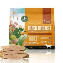 FURRY WONDER Freeze Dried Duck Breast Dog Treats 5 Ounce, Grain Free All Natural One-Ingredient Healthy Raw Meat Treats For Dogs & Cats, No Artificial Flavors Or Preservatives