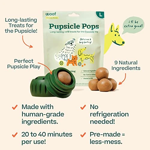 WOOF Pupsicle Pops, Delicious Long Lasting Dog Treats, Refills For The Pupsicle, Pre-Made Dog Treats For Dogs, Natural Ingredients, Low-Mess Chicken Pet Treats - Small Pops - 10 Count 2 WOOF Pupsicle Pops, Delicious Long Lasting Dog Treats, Refills For The Pupsicle, Pre-Made Dog Treats For Dogs, Natural Ingredients, Low-Mess Chicken Pet Treats - Small Pops - 10 Count - Image 2