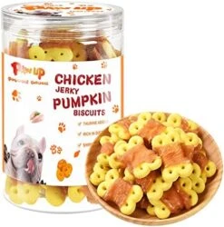 PAWUP Dog Treats Chicken Wrapped Biscuits Pumpkin Sticks, Rawhide Free Soft Chewy W/Taurine, Dog Training Treats,12.5oz -Zoomie Shop 51Ig gCZjEL. AC