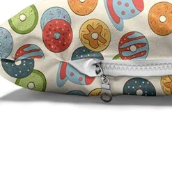Ambesonne Food Pet Bed, Colorful Sketch Of Glazed Donuts In Sprinkles And Hot Drink Cups Pattern, Chew Resistant Pad For Dogs And Cats Cushion With Removable Cover, 24" X 39", Eggshell And Multicolor -Zoomie Shop 51Iggbq9q5L