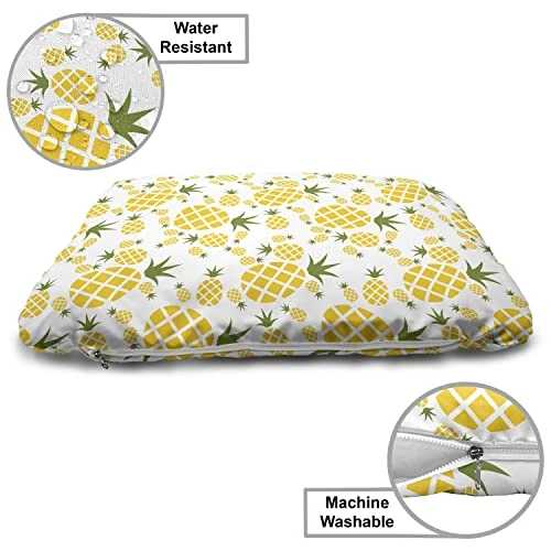 Ambesonne Green And Yellow Wooden Dog House, Rhombus Pineapple With Blooming Foliage Organic Food Design, Indoor & Outdoor Portable Dog Kennel With Pillow And Cover, X-Large, Fern Green And Yellow 1 Ambesonne Green And Yellow Wooden Dog House, Rhombus Pineapple With Blooming Foliage Organic Food Design, Indoor & Outdoor Portable Dog Kennel With Pillow And Cover, X-Large, Fern Green And Yellow