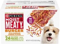 Purina Moist And Meaty Burger With Cheddar Cheese Flavor Dry Soft Dog Food Pouches - 36 Ct. Pouch -Zoomie Shop 51JBCCjSL. AC