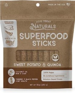 Dog Treat Naturals Sweet Potato & Quinoa Vegan Superfood Sticks For Dogs | All-Natural Premium Training Dog Treats | Contains Turmeric For Joint Health | Made In USA | 10 Ounces -Zoomie Shop 51JRURxDgGL. AC