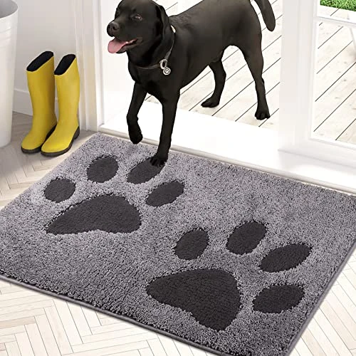 PURRUGS Dirt Trapper Door Mat 20" X 31.5", Non-Skid/Slip Machine Washable Entryway Rug, Dog Door Mat, Super Absorbent Welcome Mat For Muddy Wet Shoes And Paws, Grey 1 PURRUGS Dirt Trapper Door Mat 20" X 31.5", Non-Skid/Slip Machine Washable Entryway Rug, Dog Door Mat, Super Absorbent Welcome Mat For Muddy Wet Shoes And Paws, Grey