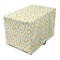 Ambesonne Exotic Dog Crate Cover, Hand Drawn Pineapples And Hearts Doodle Fresh Summer Food Illustration, Easy To Use Pet Kennel Cover For Small Dogs Puppies Kittens, 22 Inch, Yellow Sea Green Black
