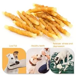 Jungle Calling Rawhide Free Healthy Treats For Dogs, Chicken Wrapped Cod Sticks Dog Treats, Soft Chewy Treats For Training Rewards, 11 Oz (Chicken) -Zoomie Shop 51K8zUOvIRL