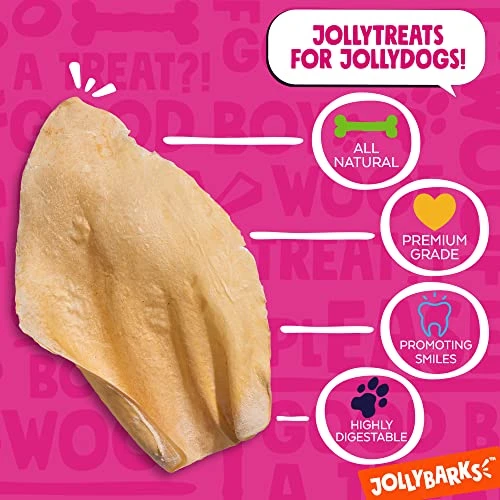 JollyBarks White Cow Ears For Dogs, Rawhide Free Dog Chews Long Lasting Dog Treats For Medium Dogs, Healthy Dog Treats For Large Dog | Cow Ear Dog Chew Treats All Natural Dog Treats Small Dogs (12 Pk) 2 JollyBarks White Cow Ears For Dogs, Rawhide Free Dog Chews Long Lasting Dog Treats For Medium Dogs, Healthy Dog Treats For Large Dog | Cow Ear Dog Chew Treats All Natural Dog Treats Small Dogs (12 Pk) - Image 2