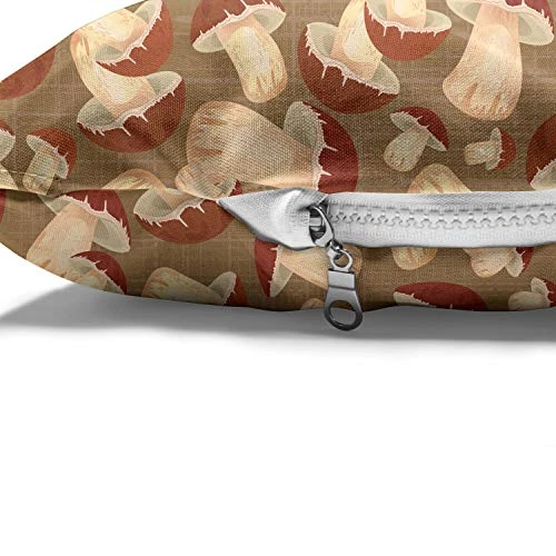 Ambesonne Mushroom Pet Bed, Organic Food Porcini Mushroom With Vintage Grunge Display Harvest Farmland, Chew Resistant Pad For Dogs And Cats Cushion With Removable Cover, 24" X 39", Cocoa Brown Beige 4 Ambesonne Mushroom Pet Bed, Organic Food Porcini Mushroom With Vintage Grunge Display Harvest Farmland, Chew Resistant Pad For Dogs And Cats Cushion With Removable Cover, 24" X 39", Cocoa Brown Beige - Image 4